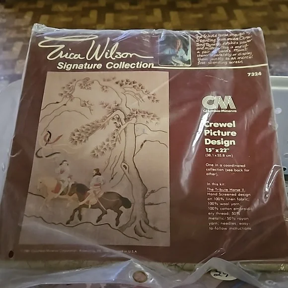 Broderie Crewel Vintage Erica Wilson Columbia-Minerva 1977 Prière Bonne Nuit Encadrée